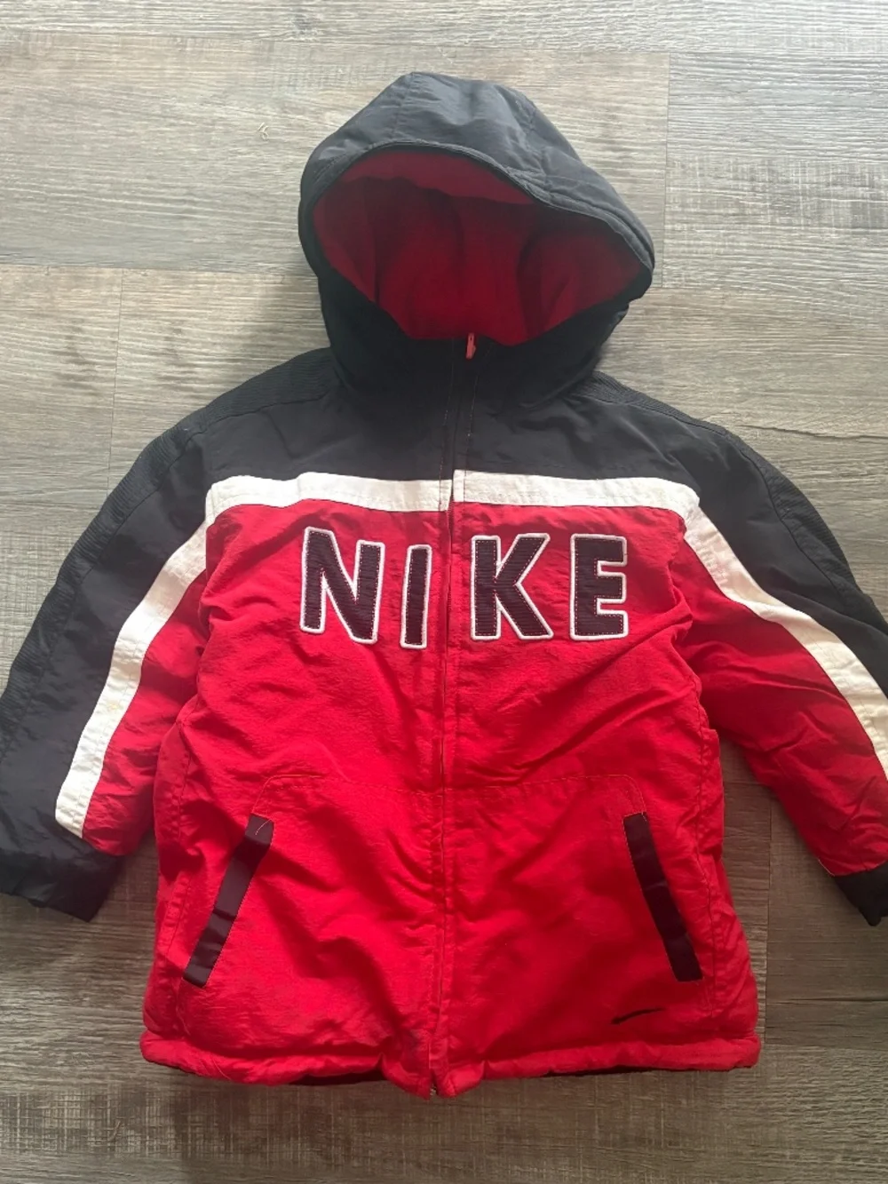 Vintage Red and Black Nike Reversible Winter Jacket